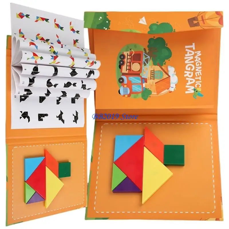 

Q0KB Геометрическая игрушка-головоломка в форме цвета, соответствующая танграму, игрушка-головоломка для детей, обучающая книга
