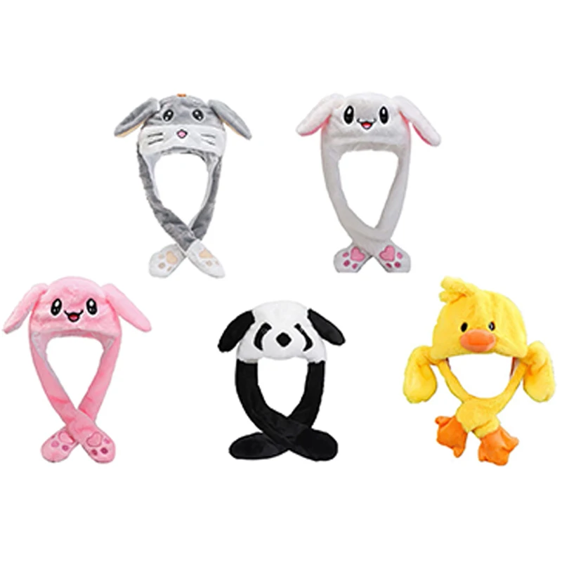 

Cute Rabbit Hat with Moving Ears Plush Bunny Headband Ears Popping Up When Pressing The Paws Plush Bunny Hair Decoration