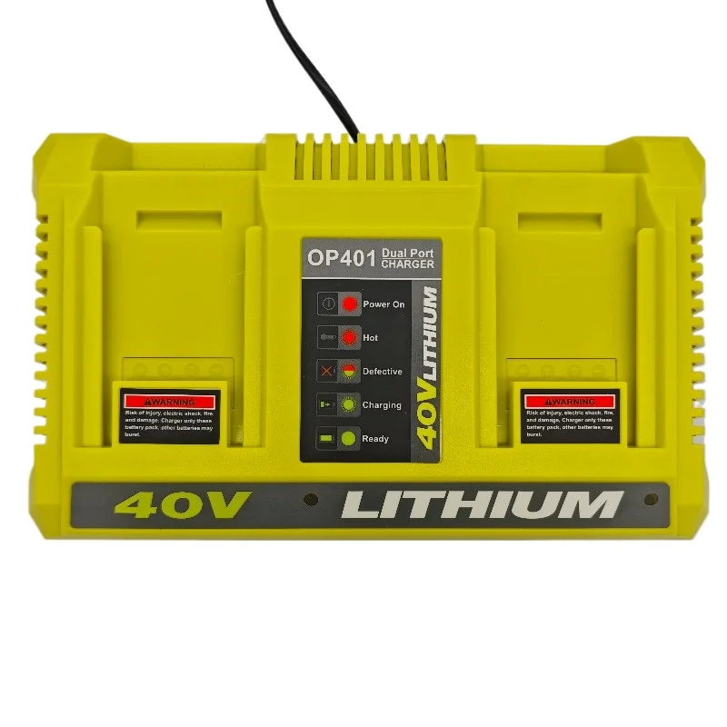 Compatible for OP401 40V Li-ion Battery US/EU/UK/AU Plug Portable Lithium Battery Charger Dual-Port Replacement Charging Station