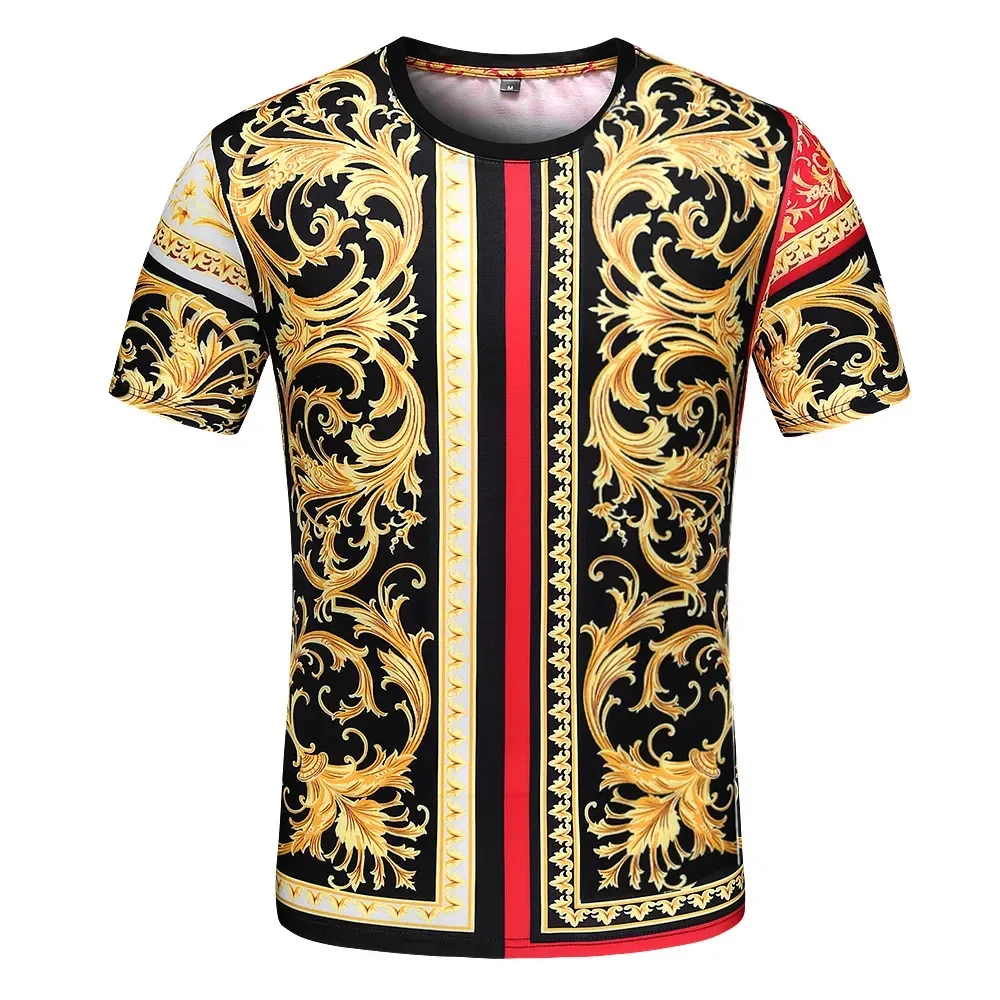 Fashionable Ornate Pattern Pictures For Men\'s T-Shirts Trend Digital Printing Casual Round Neck Short Sleeved Tops