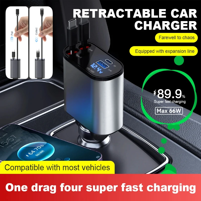 Car Charger Quick Charge for Samsung Xiaomi Huawei PD Fast Charging USB Type C Car Phone Charger for iPhone Series