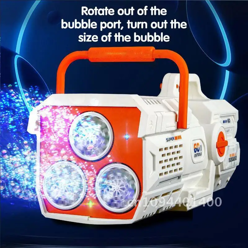 60 หลุม Bubble Gun ไฟ LED ไฟฟ้าอัตโนมัติ Rocket สบู่ Bubble Machine ของเล่นสําหรับเด็กงานแต่งงานกลางแจ้งเด็กของขวัญ