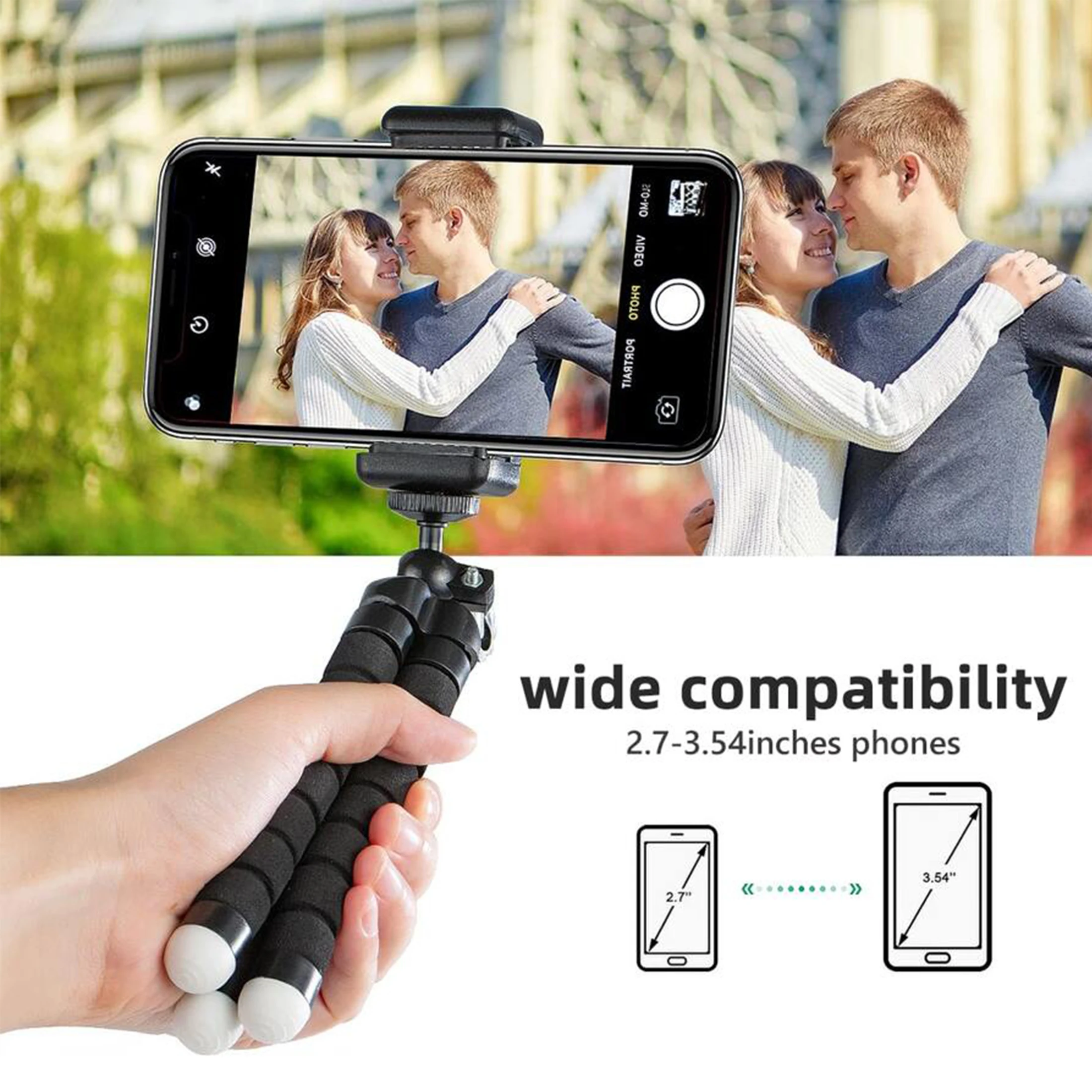 Supporto per telefono da tavolo con treppiede, telefoni cellulari compatibili con treppiede flessibile, piccolo treppiede portatile con clip per smartphone per videoregistratore