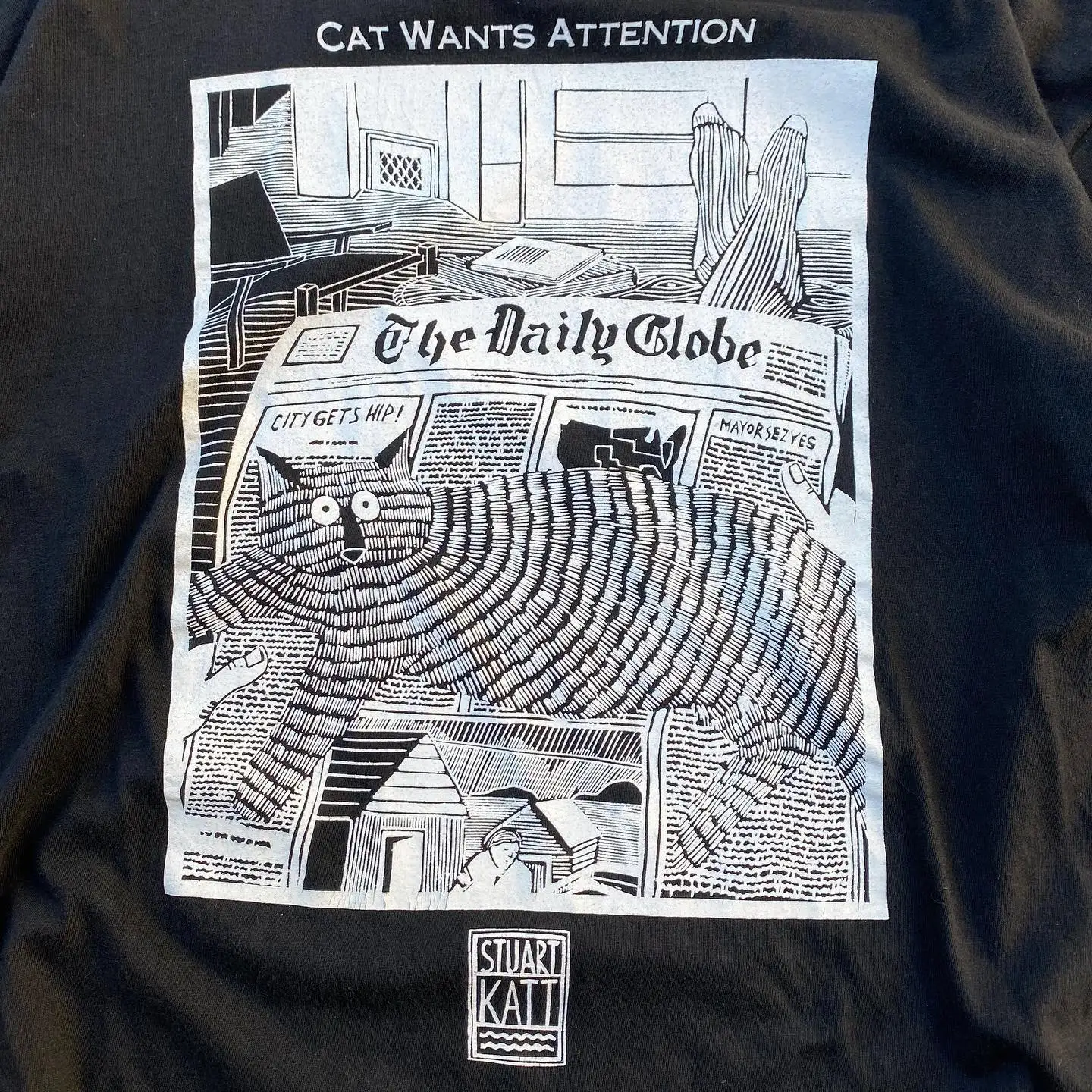Retro Newspaper  Funny Cute Style Loose Couple Short Sleeve T-Shirt Cotton Standard Fit round Neck Male Female Universal