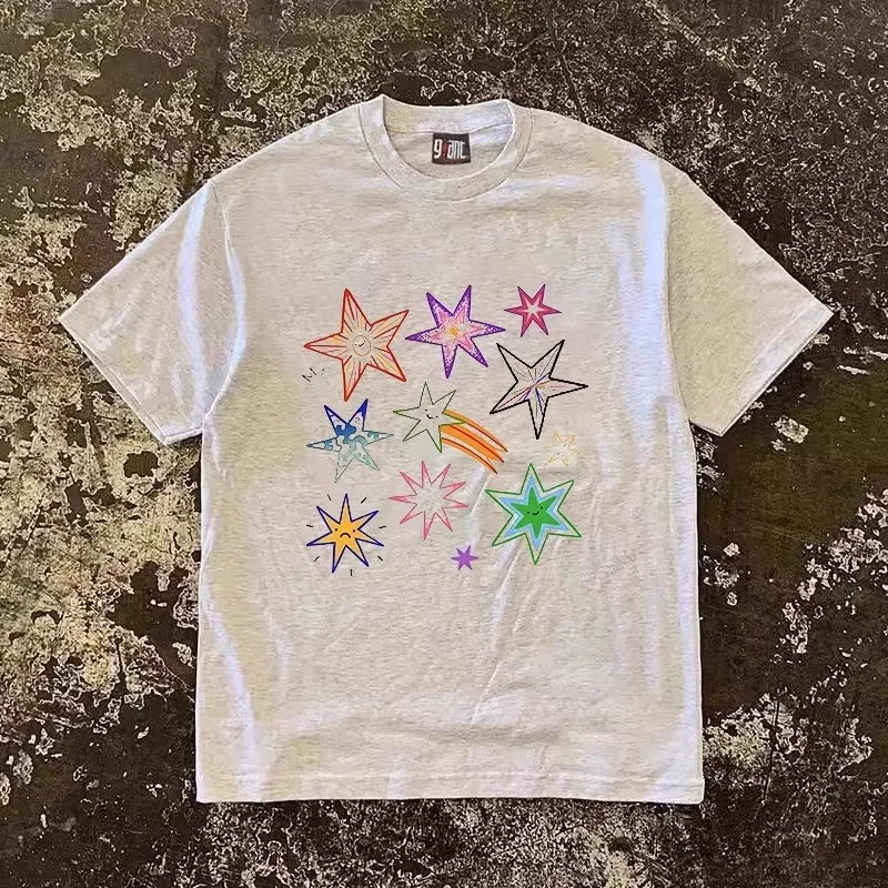 Pure Cotton 260g Heavyweight Short Sleeve T-Shirt Xiao Chen Story Multi Unisex Couple Style Many Stars Small 