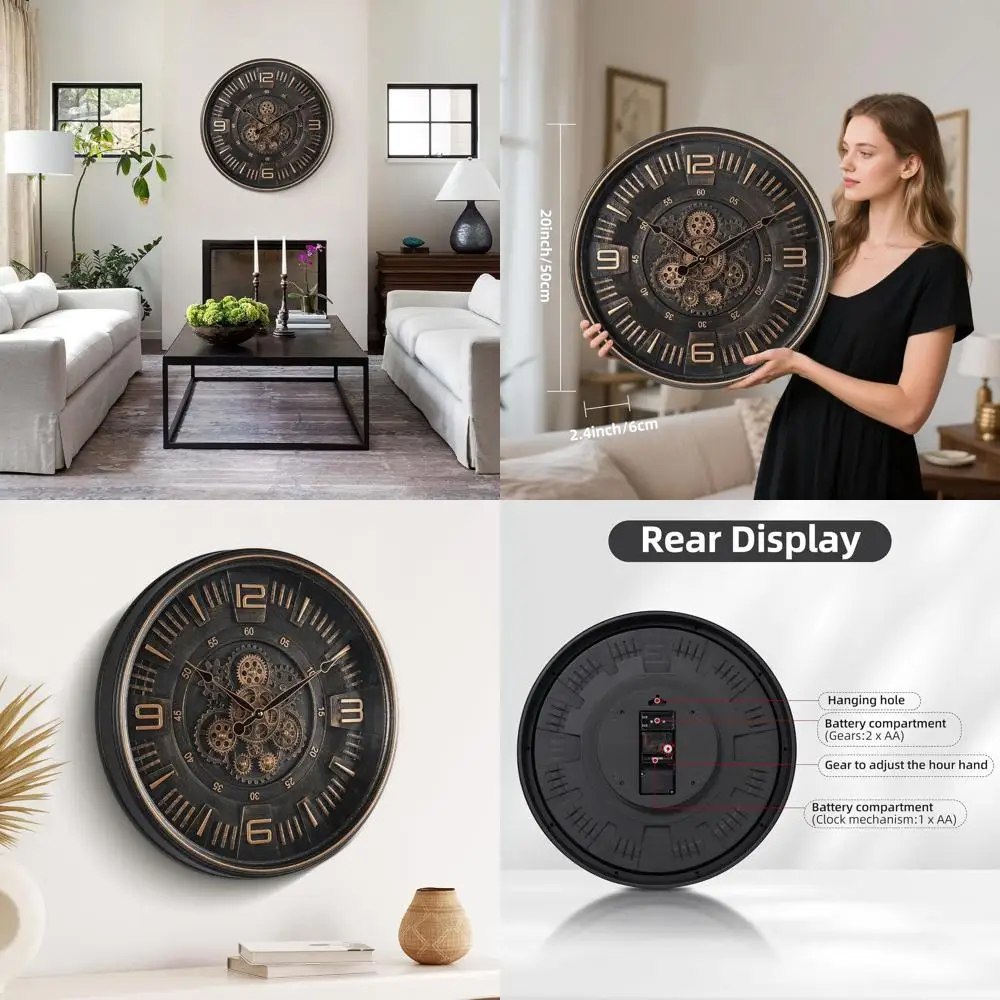 

Винтажные настенные часы в стиле стимпанк (20 шт.) - на батарейках, бронзовые, металлические, для дома, офиса, камина