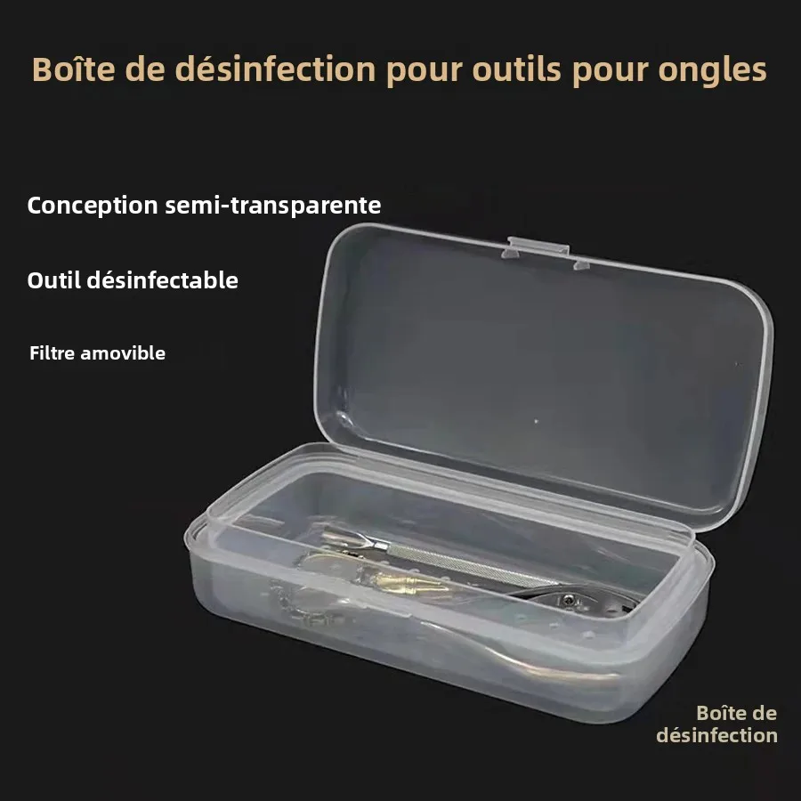 Boîte de stérilisation pour Salon d'outils d'art des ongles, avec poussoir à cuticules et plateau de pinces, organisateur de rangement, fournitures de beauté
