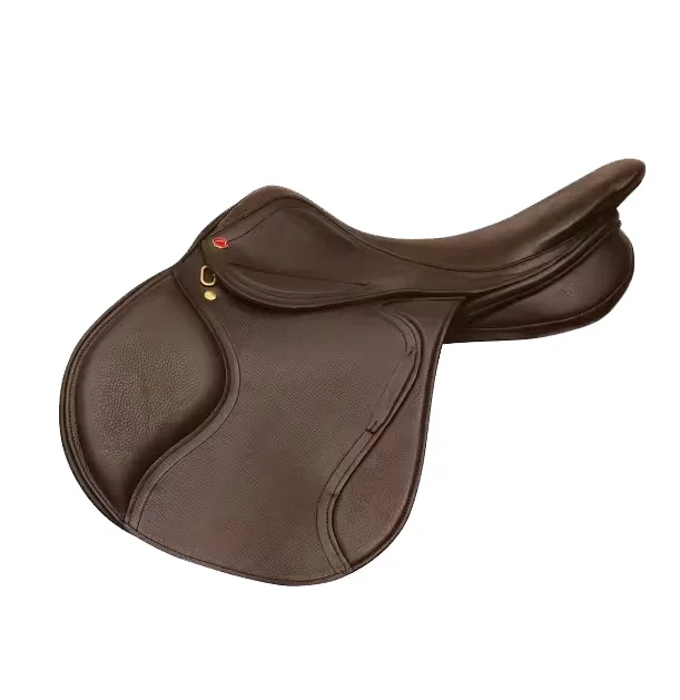 سرج جلدي للقفز على شكل حصان باللون البني على الطراز الغربي لجميع الأغراض، تصميم متين فعال من حيث التكلفة