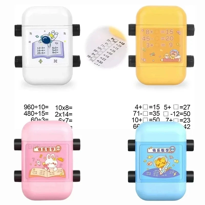 Stempel mengajar penggulung ganda 2 In 1 untuk anak-anak, rol kepala ganda, rol stempel matematika dalam 100, cap Digital mengajar