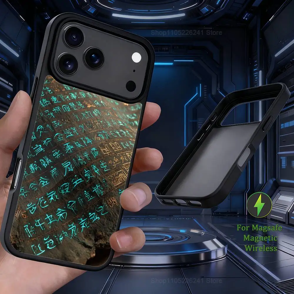 هاتف الكتاب المقدس الفني البوذي لهاتف iPhone 17,12,11,16,15,13,14,Pro,Max,Plus, Mini, For Magsafe, حافظة شحن لاسلكية مغناطيسية