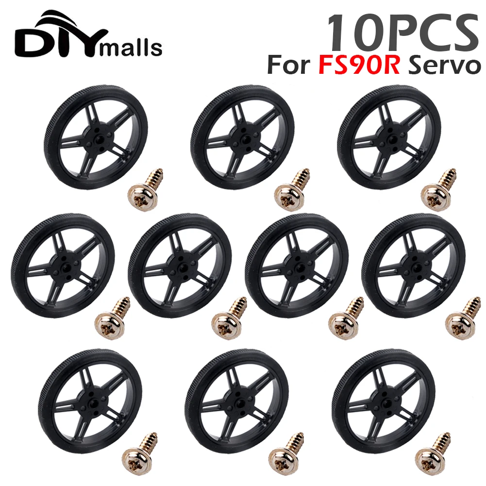 10PCS Wheel Mini Servo Plastic Wheel for Feetech FS90R Servo 360 Degree Continuous Rotation Micro RC Servo