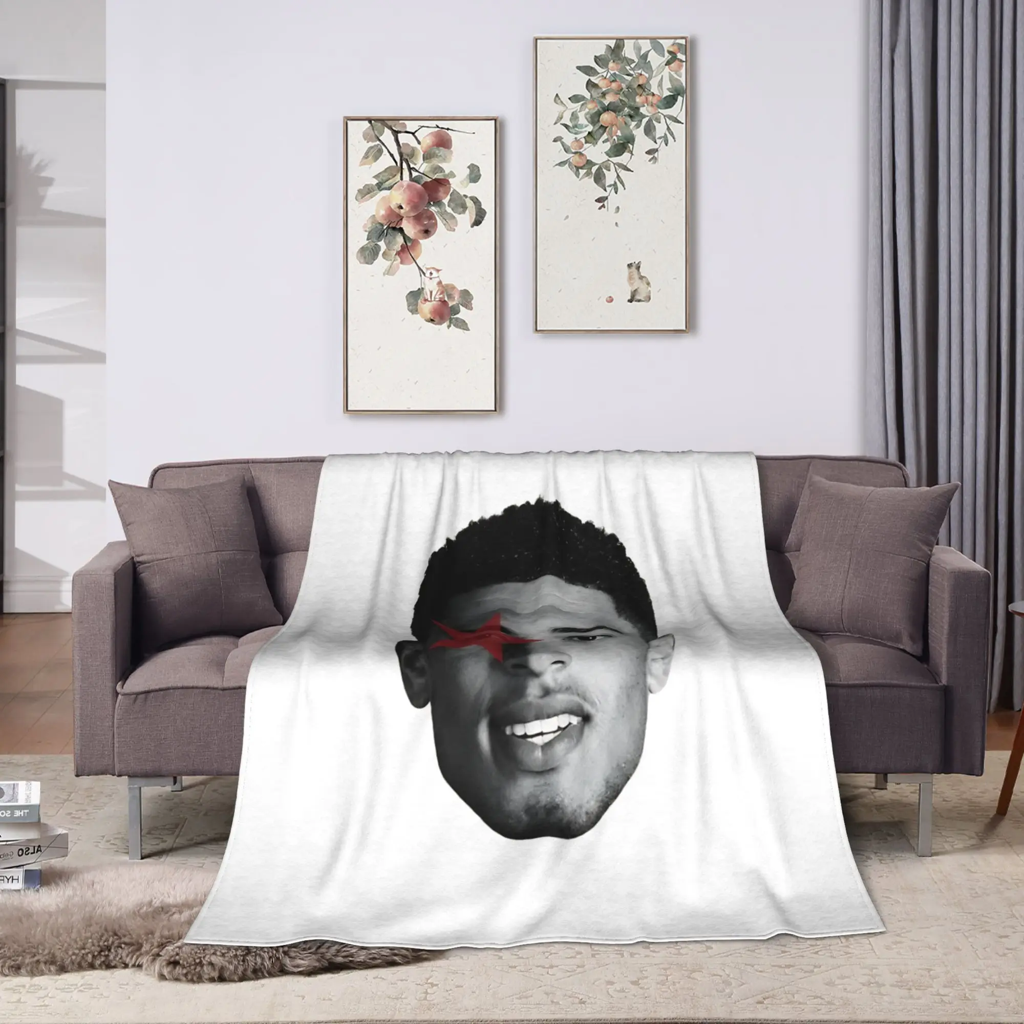Jude Bellingham big head red star Blankets Quality Warm Soft  Throw Blanket Winter Travel Office Couch Bed Aesthetic Bedspread