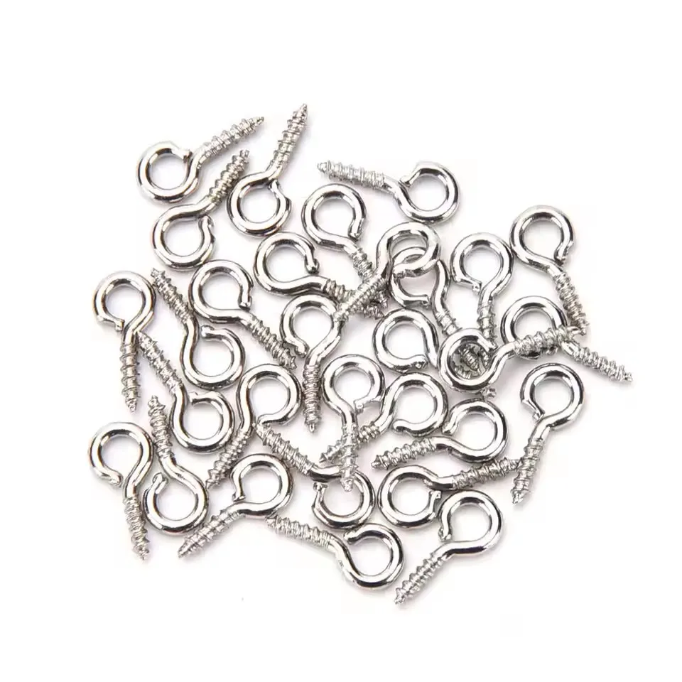 100pcs 8/10mm Small Sheep Eyes Nail Screw Tiny Mini Eye Pins Hooks Eyelets for Bead Charms Pendant DIY Jewelry Necklace Findings