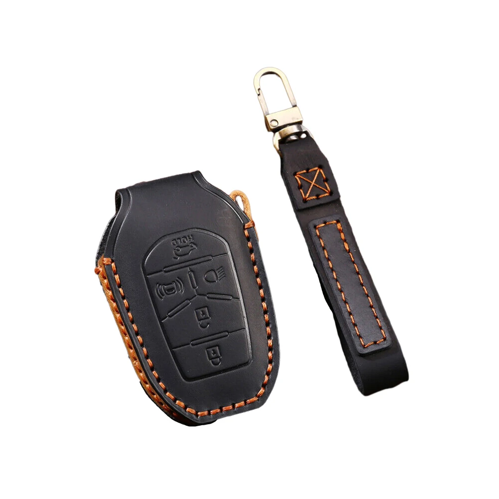 Leather Key Case Cover for Ssang Yong 2020 G4 and For Rexton Compatible with 5 Button Keys Featuring Drop Resistance