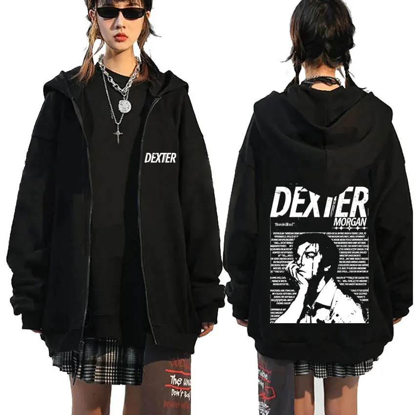 

TV Play Dexter Morgan Graphic Zipper Hoodie Men Women Casual Fleece Cotton Oversized Zip Up Jacket Man Classic Zip Up Sweatshirt