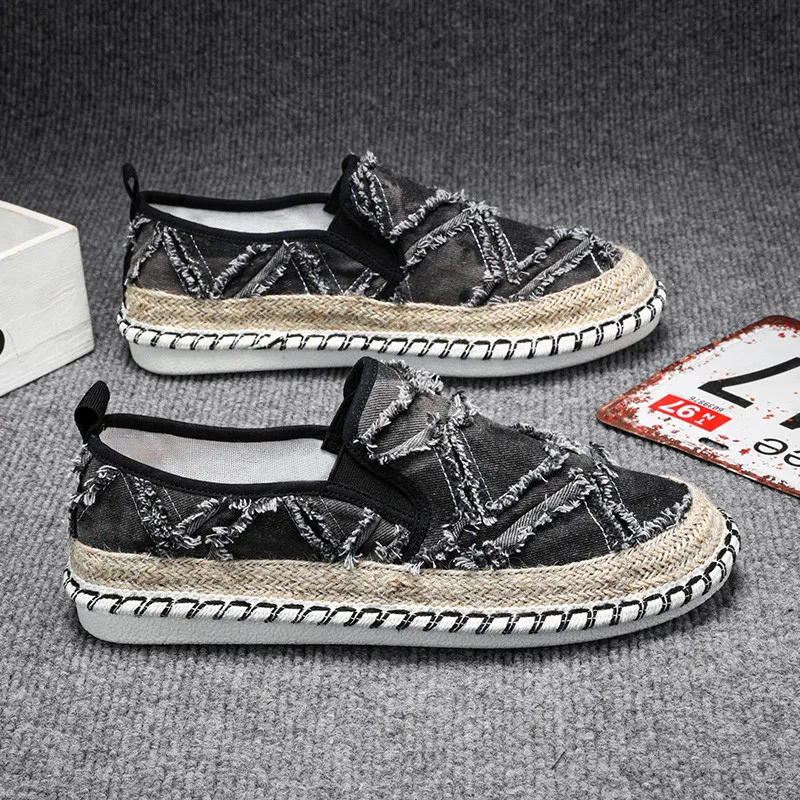 Summer Linen Loafers Men Classic Slip On Causal Shoes Men Espadrilles Canvas Flats Shoes Men Breathable Driving Footwear Male
