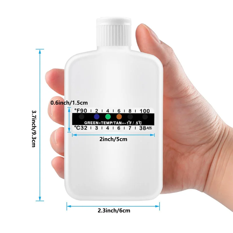 14Pcs Portable Urine Testing Set Kit 2 Portable Empty Bottles,10 Adhesive Temperature Sensitive Test Strips And Insulation Bag