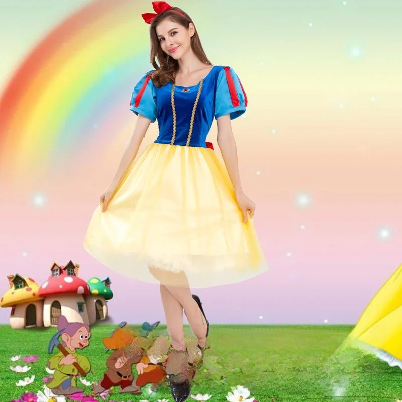 loween Costume Snow White Princ Dr Adult Cosplay Queen Outfit Performance Clothing Polyester Material Traditional Ch...