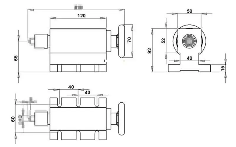 CNC Tailstock with Chuck for Rotary Axis 4th Axis 3D CNC Router