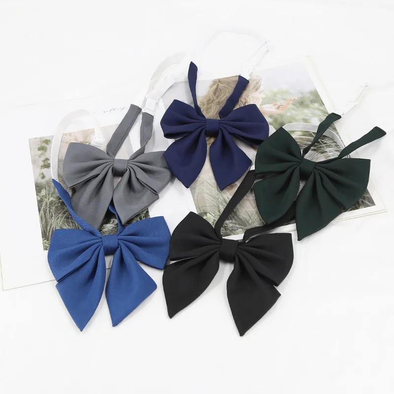 Moda JK Papillon Solido Rosa Blu Nero Fiocco Nodo 13 cm Larghezza Morbido Cotone Farfalla Uniforme DK Cravatta Donna Abbigliamento Quotidiano Camicia Cravatta