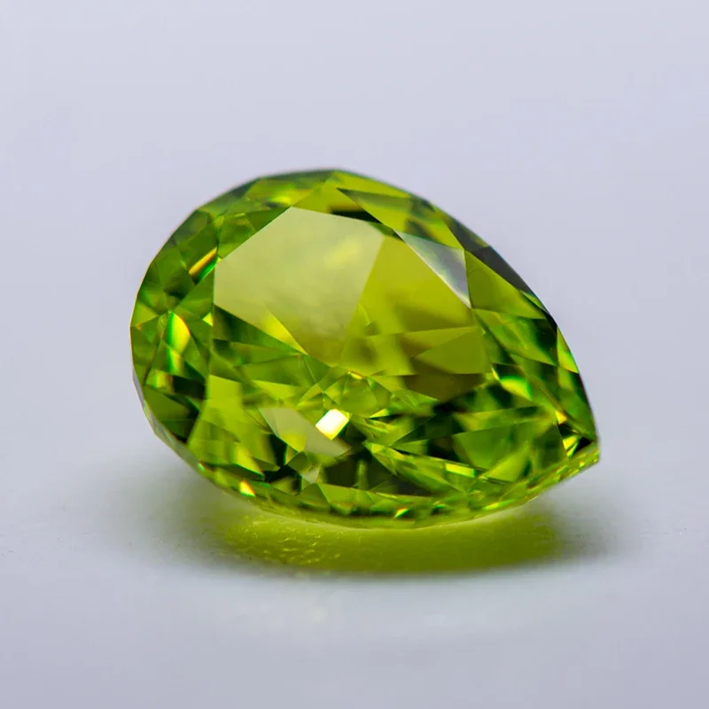 

Cubic Zirconia Crushed Ice Cut Apple Green Color Pear Shape Charms Beads for Jewelry Making Necklace Materials No Certificate