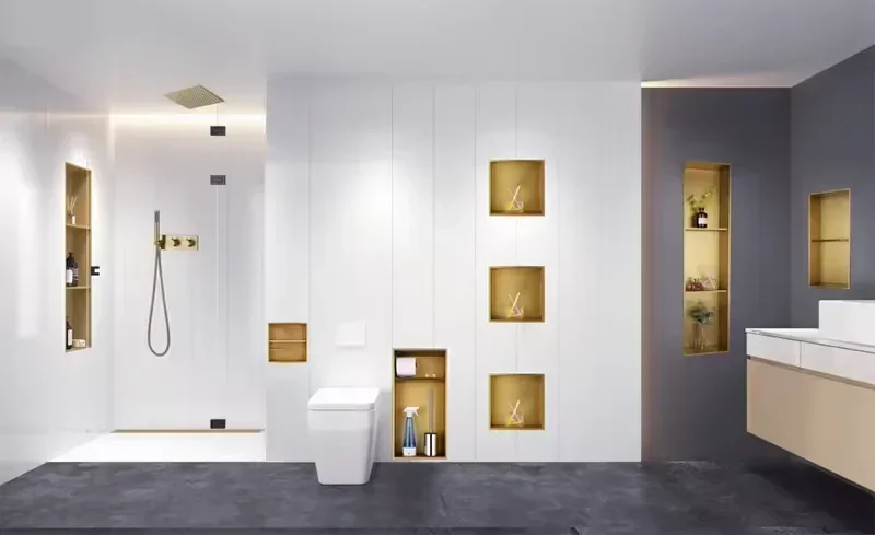 Stainless Steel Bathroom Niche product Black color wall recessed cabinet shower niche