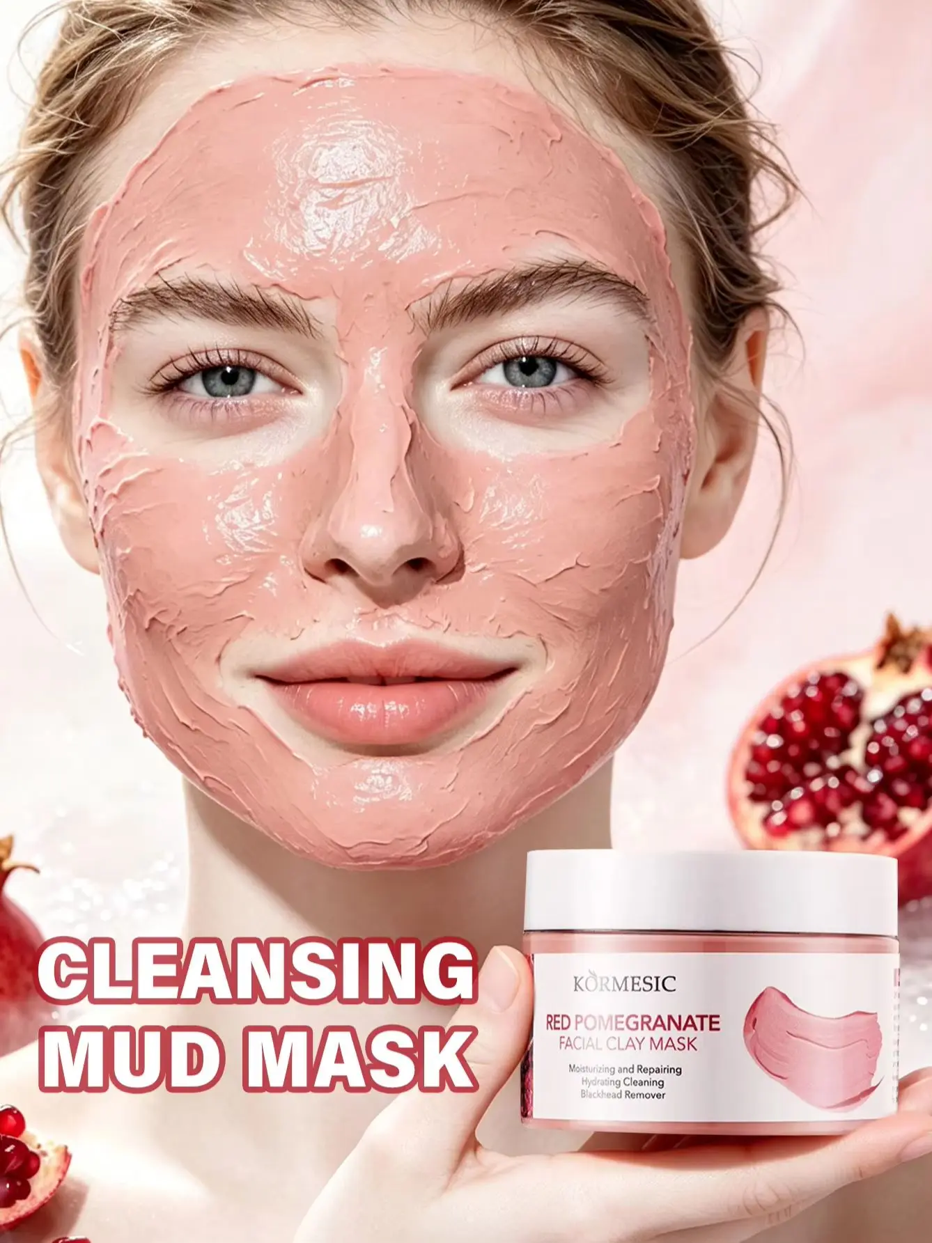 Pomegranate Cleansing Mud Mask Deep Pore Cleanser Oil Control Improve Oil In Pores Smooth Rough Skin Daily Facial Care 120g