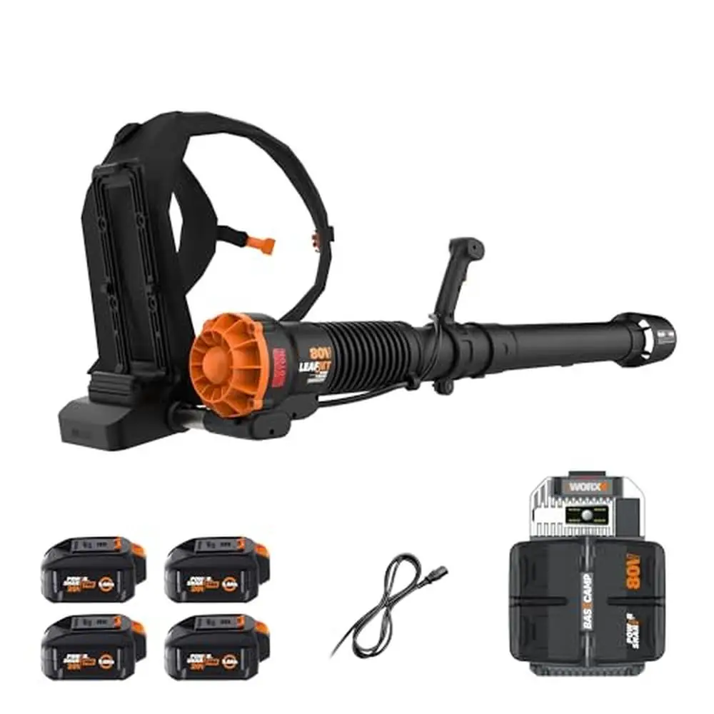 

Cordless Leaf Blower 800 CFM 150 MPH Brushless Electric Backpack WG572 Turbo Blower