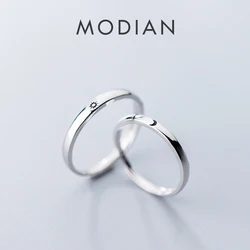 モディアン-925スターリングシルバーの結婚指輪,太陽と月の調節可能なリング,カップルの愛好家のための,クラシックでロマンチックなスタイル