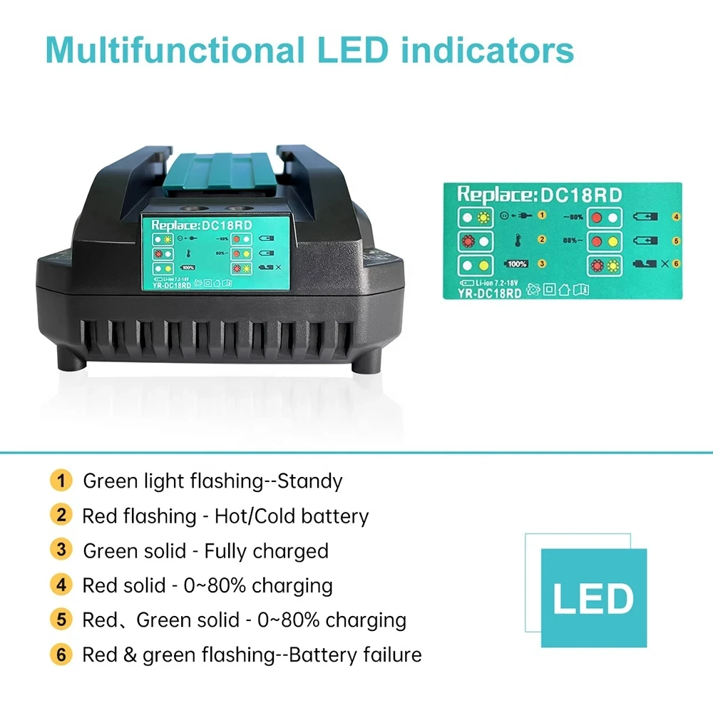 DC18RC Li-ion Battery 3A Charger for Makita 18V 14.4V BL1860B,BL1850B,BL1840,BL1830,BL1820,BL1415,BL1440 Power tool Charger