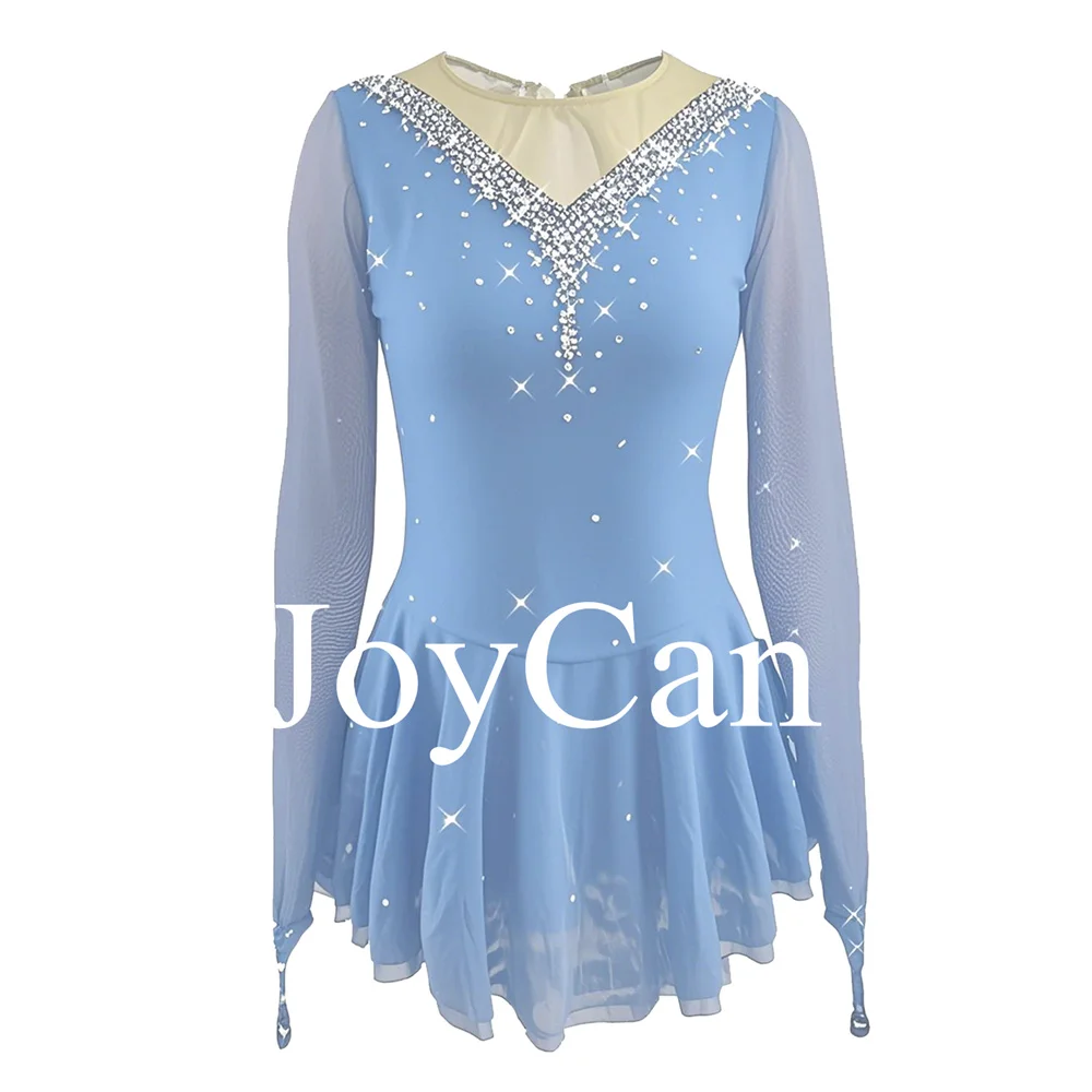 

Ice Figure Skating Dress for Girls Blue Spanex Stretchy Competition Dance Wear Customized ZA239