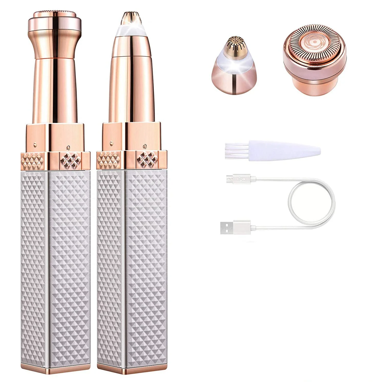 2-in-1 المرأة الكهربائية أداة قص الحواجب USB شحن المحمولة لنزع الشعر بيكيني غير مؤلم الحلاقة الإناث الجسم الوجه أداة قص الحواجب