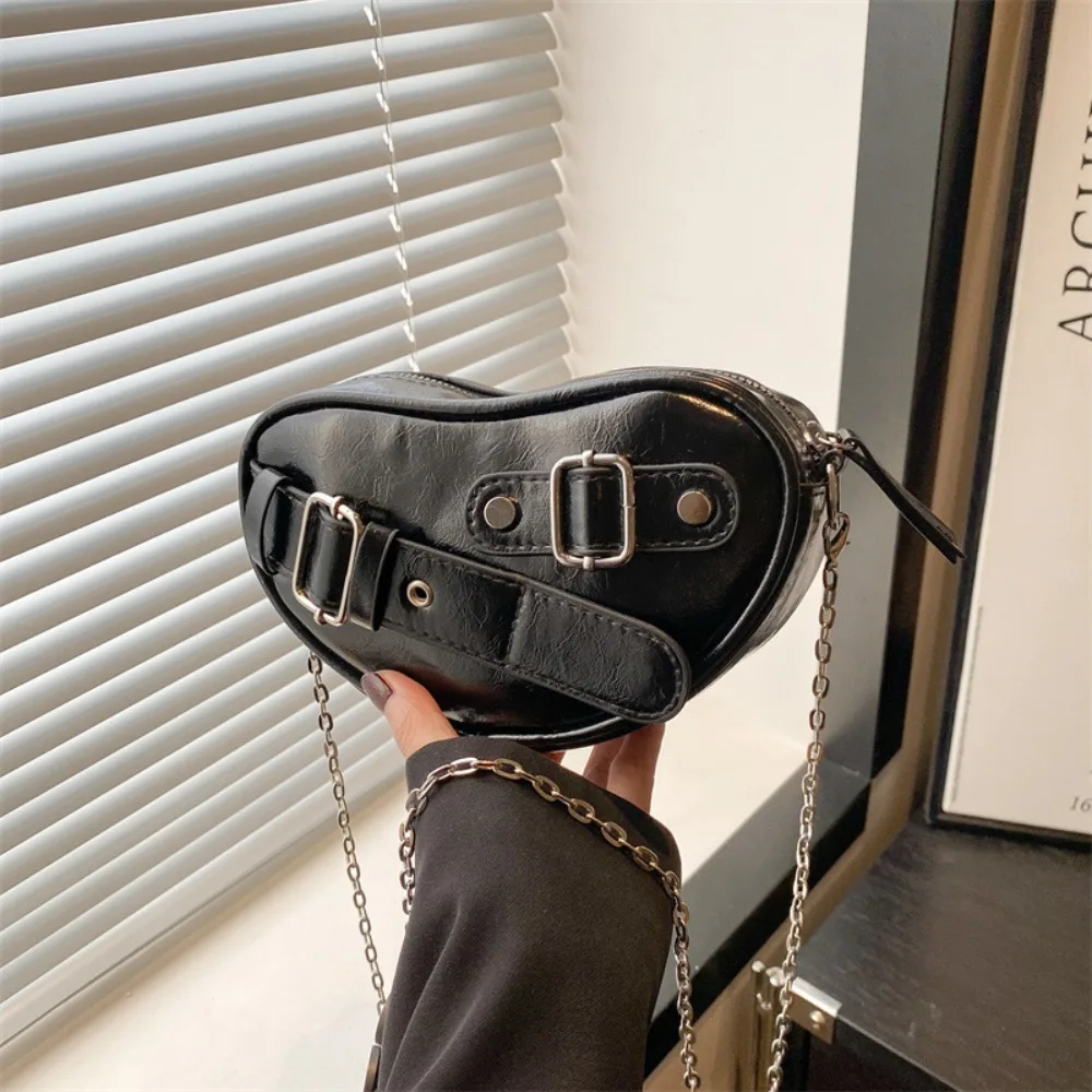 

Fashion Designer Heart Cross Bag Buckle Gothic Heart Shoulder Bag Casual Y2k PU Leather Bag for Women