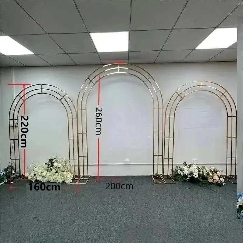 1 Stück/3 Stück Glänzender Bogen Vergoldetes Regal Schmiedeeiserner Raumteiler Bogenrahmen Hochzeits-Hintergrund-Dekorationszubehör Geometrischer Künstlicher Blumenständer – Detail 5