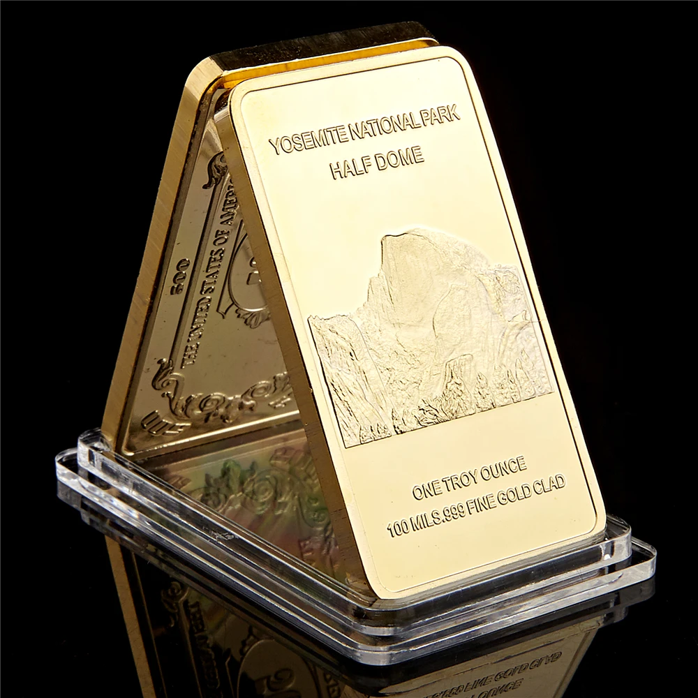 

USA Endangered Timberwolf 1 Troy Ounce Howling Wolf Yosemite National Park Half Dome Fine Replica Gold Clad Bar