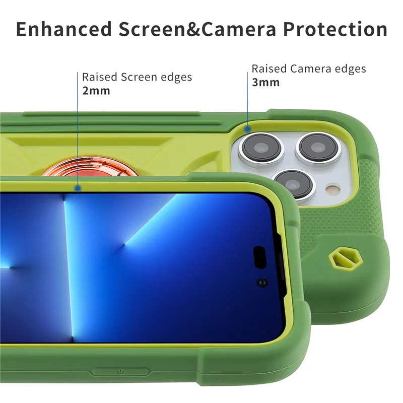 Colorful universal double ring stand Casing for iPhone 17 16 15 14 13 12 11 Pro Max 17PM 16Pro Hard Macaron Color Bumper Cover