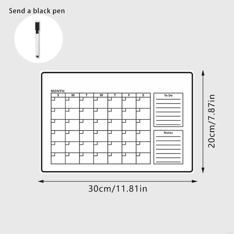 Kalender Kulkas Magnetik yang Dapat Digunakan Kalender dengan Marker Fridge Calendar Weekly Monthly Planner untuk Rumah
