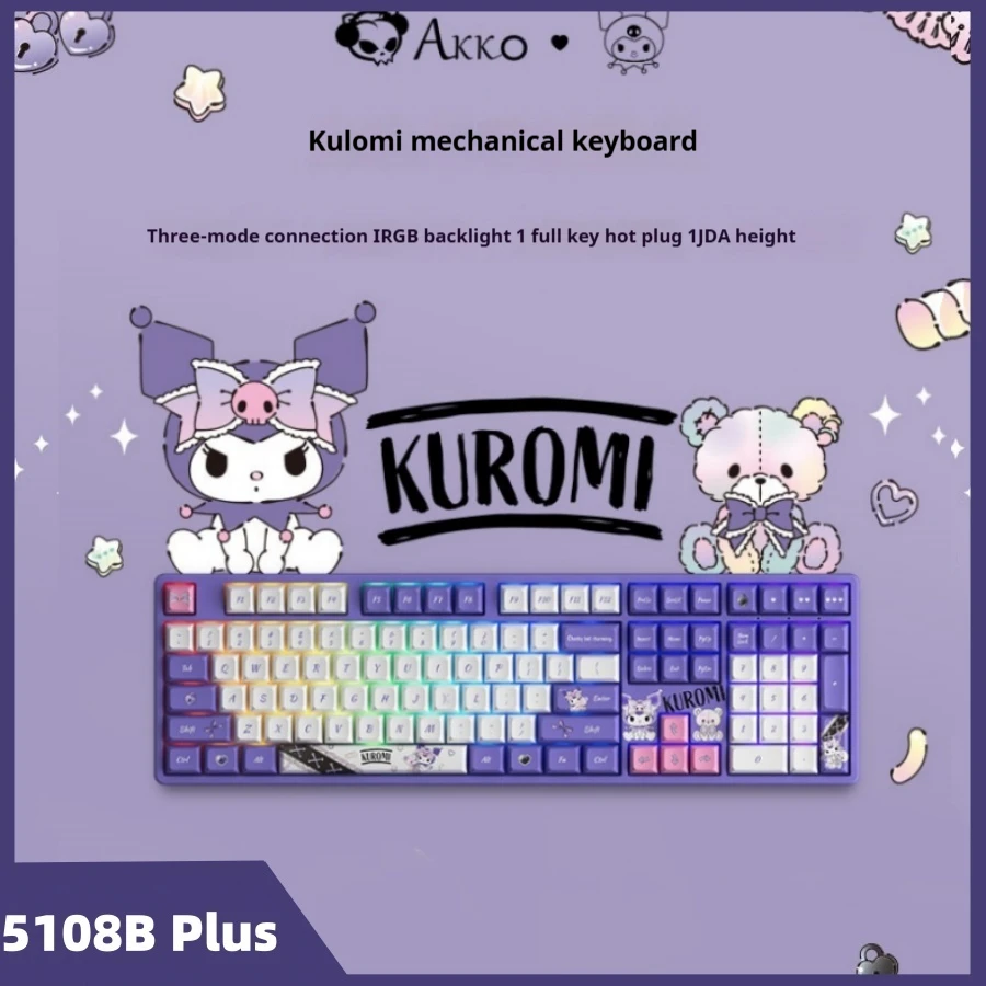 

Akko Kuromi Co-Branded Wireless Bluetooth Mechanical Keyboard Three-Mode Rgb Hot-Swappable Keyboard Coolomi Girls Cartoon Keyboa