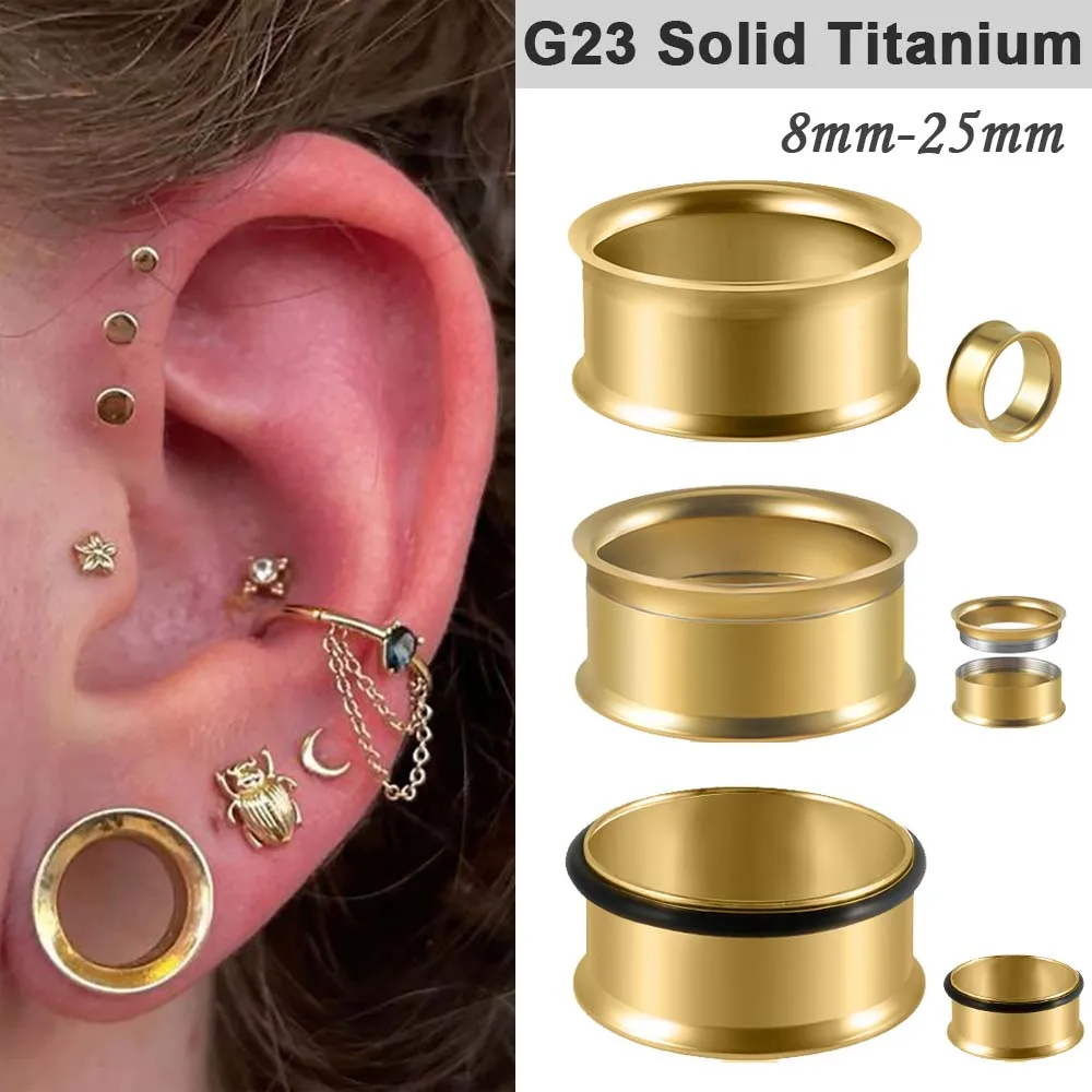 1PC G23 Titanium Hollow Double Flare Ear Tunnels Plugs Expander Stretcher Gauges Earrings Piercing Jewelry