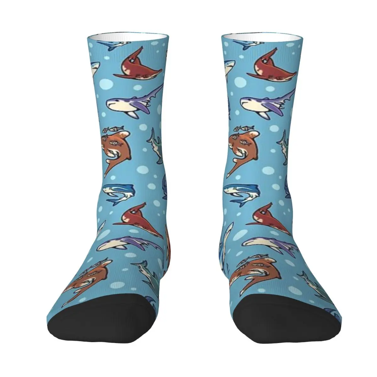 Sharks In The Light Blue 3D Printing Socks Customized Socks Gift Wife Husband Customized Socks