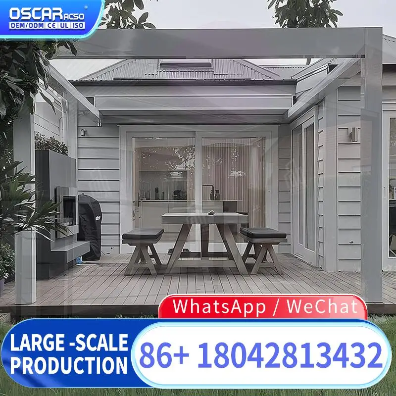 

Modern Motorized Adjustable Outdoor Aluminium Louvered Roof System Waterproof Bioclimatic Awning for Garden Patio Backyard pergo
