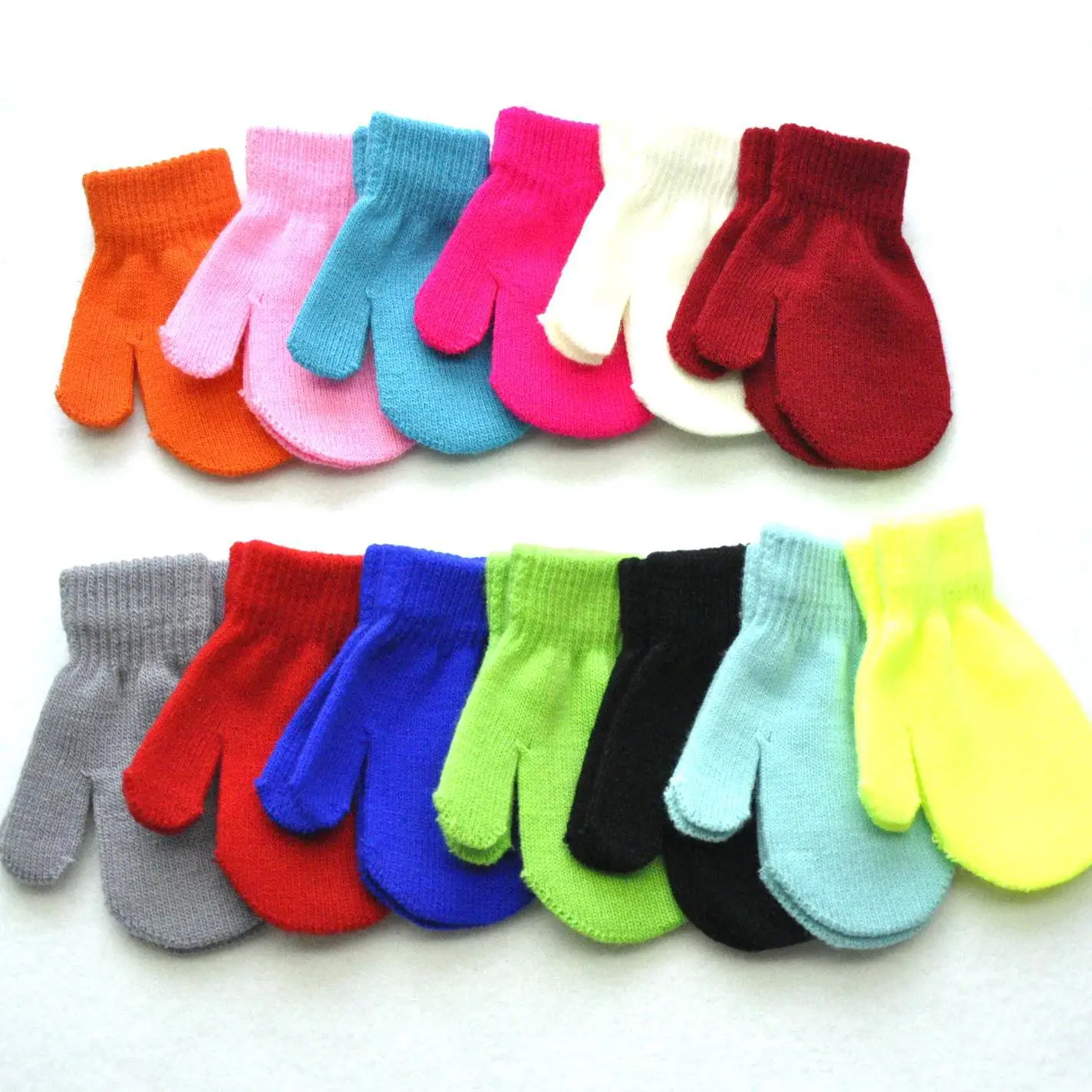 New Solid Toddler Gloves Girl boy little baby Kintting Mittens Kids Warm Gloves Unisex Magic Elasticity Crochet Luvas Guantes