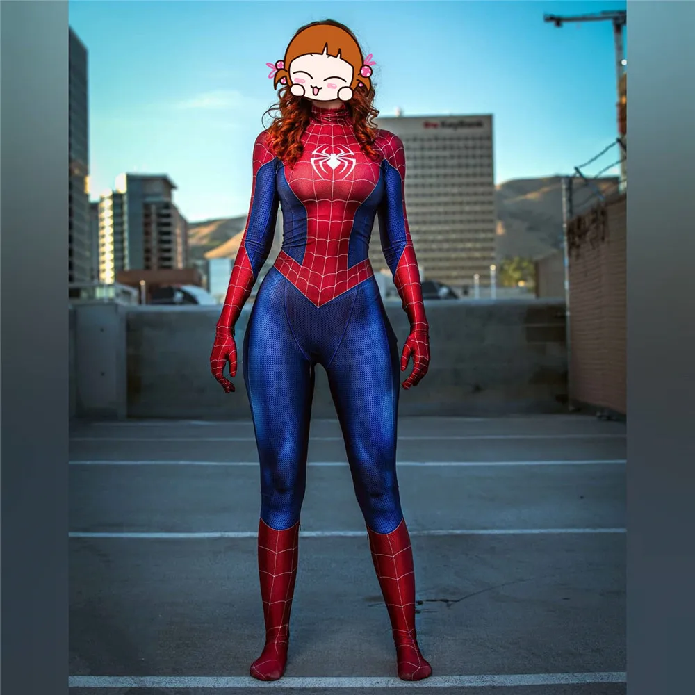 Frau Spinne PS4 Spiel Superheld Cosplay Kostüm Halloween Body Zentai Anzug Erwachsene Party Overall