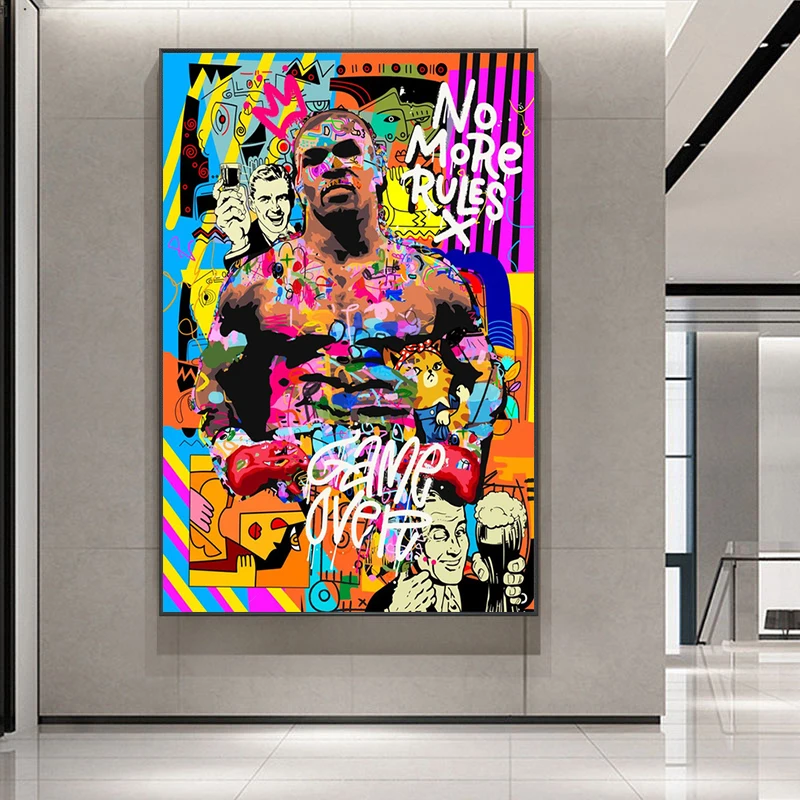 Mike Tyson Inspirierendes Pop-Graffiti-Kunstposter und -Drucke Boxen Leinwandgemälde Wandkunst Bild für Wohnzimmer Heimdekoration