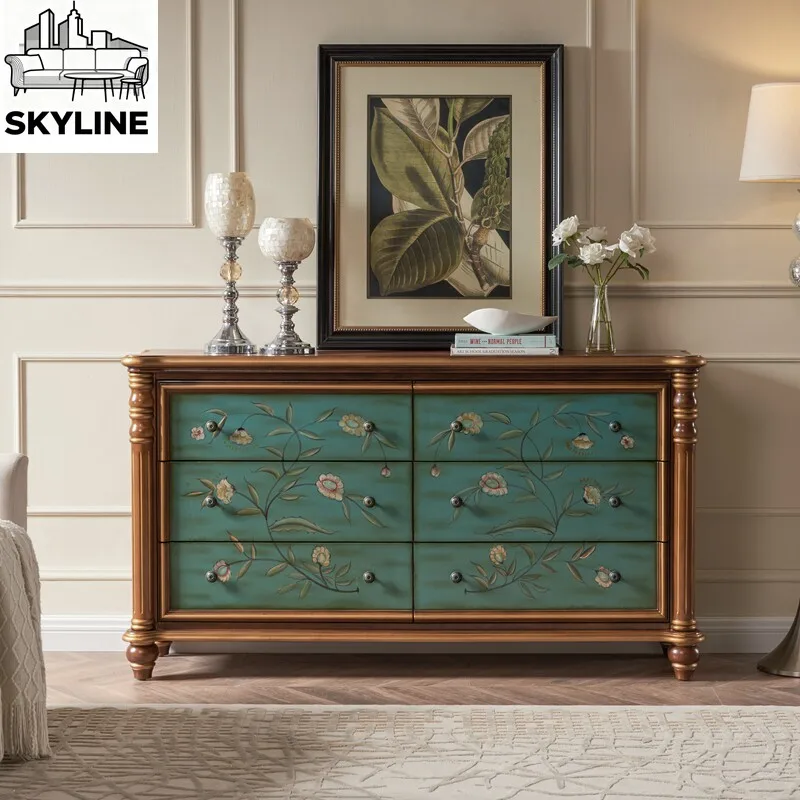 

Американский шкаф-комод из массива дерева, европейский шкаф для прихожей, окрашенный, для хранения вещей в проходе, приставной шкаф