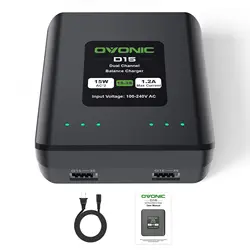 OVONIC D15 Dual Lipo Battery Charger 30W AC100-240V LiPo Balance Charger for 1S-3S LiPo Battery Charging