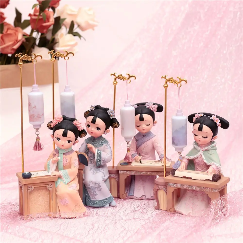 Creative Resin Girl Ornament Traditional Oriental Sculpture Desktop Statue Decorative Figure For Home Birthday Gift