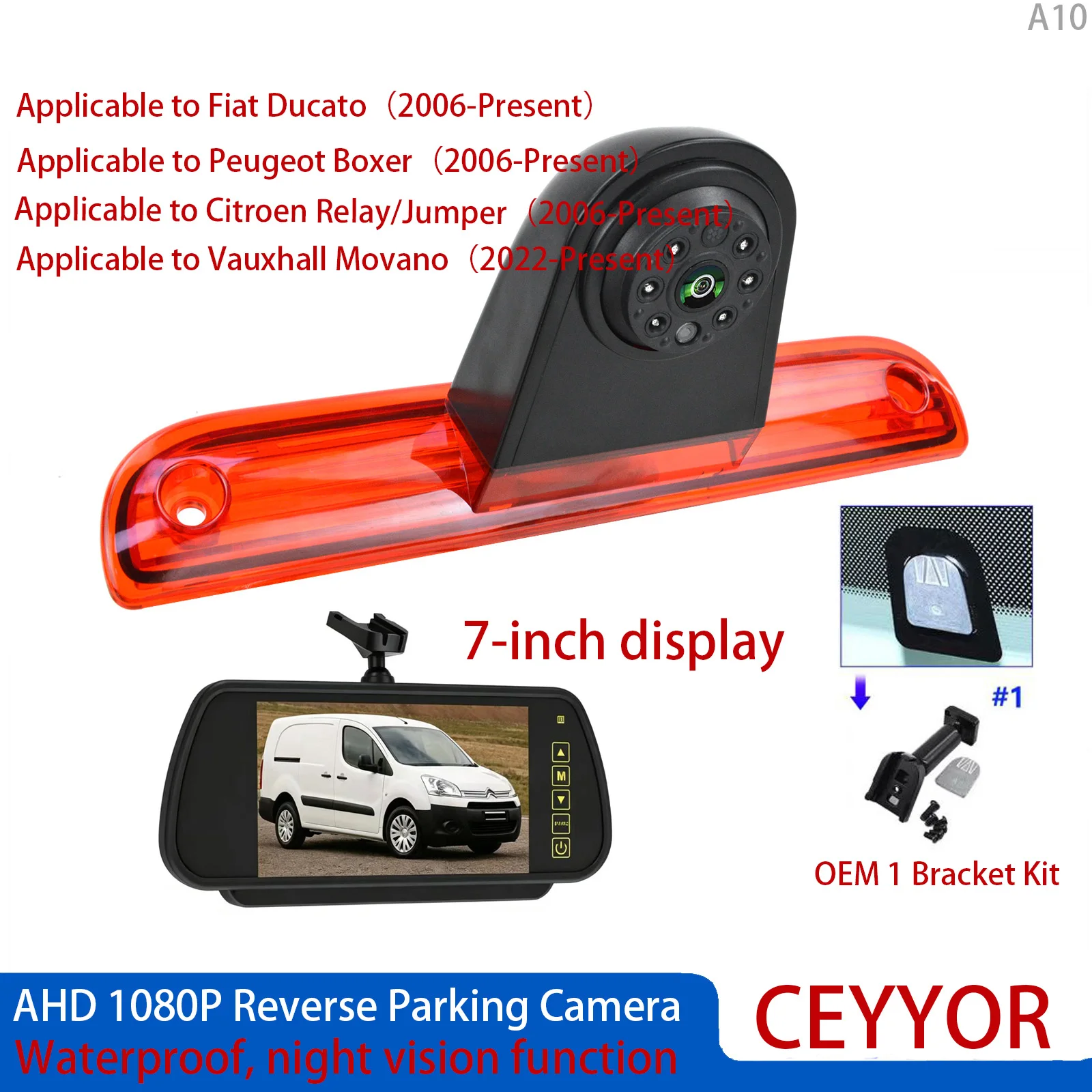 

Комплект камеры заднего вида с монитором 7 дюймов AHD 1080P для Fiat Ducato, Peugeot Boxer, Citroen Relay 2006-наст. время