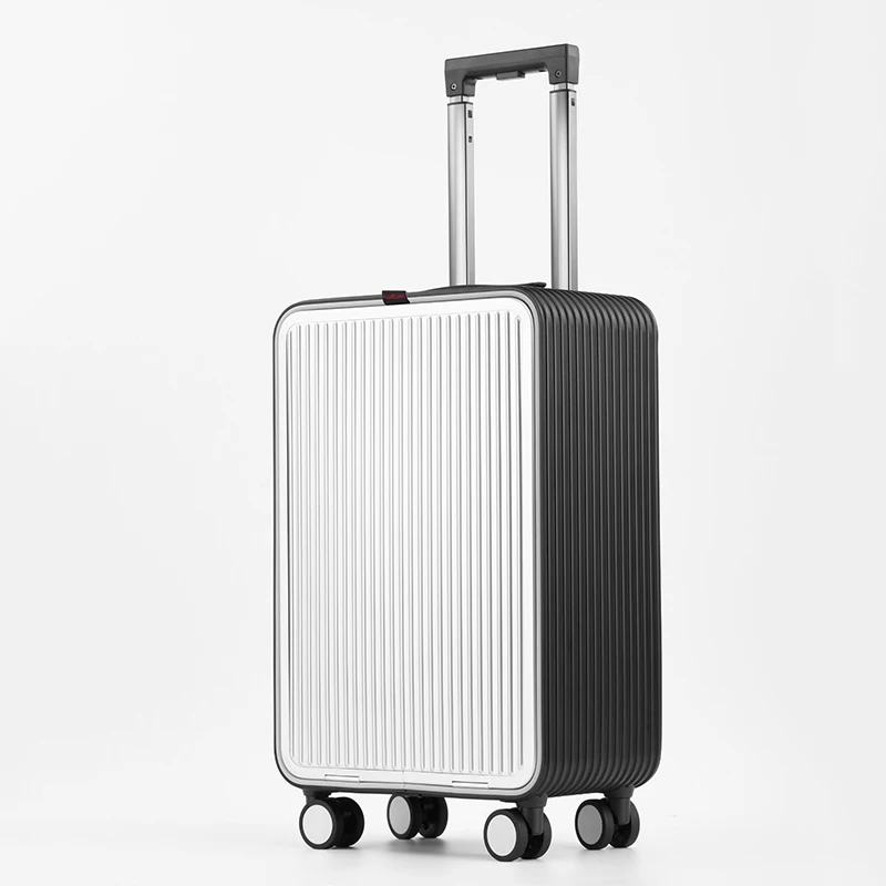 All-aluminum high quality travel luggage 20 inch 24 inch trolley suitcase front opening large-capacity carry on trolley case