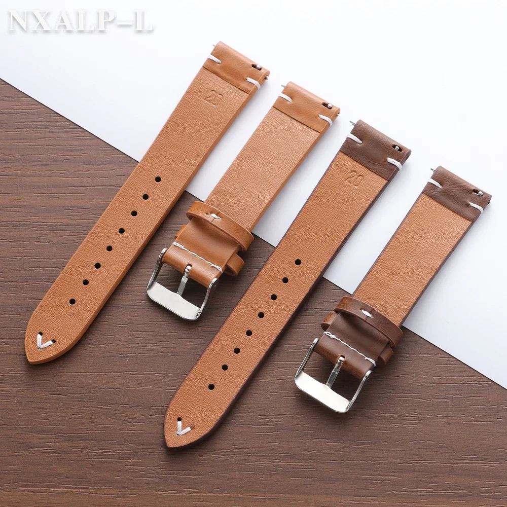 Stitching Bracelet 18mm 20mm 22mm for Seiko Vintage Oil Wax PU Leather Watch Band Strap for Omega Smartwatch Belt for Men Women